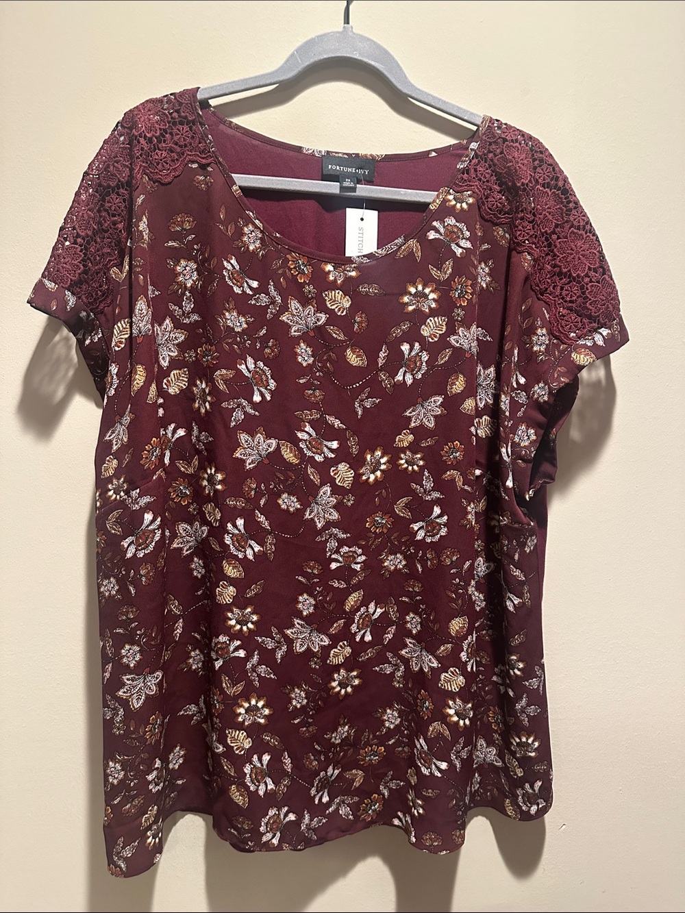 Fortune + Ivy Allison Mixed Material Blouse